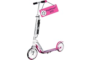 HUDORA BigWheel 205 Scooter - Trottinette Stable en Aluminium - Trottinette de Ville Ajustable en Hauteur & Pliable avec béquille - Trottinette Sportive pour Enfants & Adultes jusqu'à 100kg