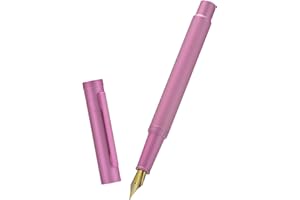 EROFA Hongdian Penna stilografica con pennino ricurvo, penna calligrafica, design classico, set regalo con converter e custodia in metallo, colore: rosa