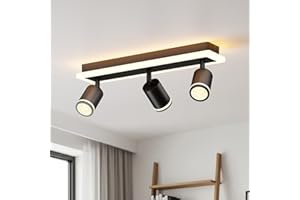 LVWIT Lampara de Techo de 3 Focos Giratorios, Lampara Techo Dormitorio Larga, Lamparas de Techo GU10, Focos Led Interior Negro, Lámparas de Techo para Salon, Cocina, Baño (Sin Bombilla)