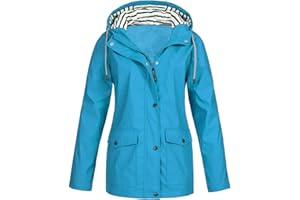 HOT1950S Waterproof Jacket for Women Clearance Long Sleeve Sunscreen Zip Waterproof Jacket Hooded Sports Jacket with Pocket Loose Fit Warm Hoodies Coat Plus Size Outdoor Casual Coat Jacket Business Loung