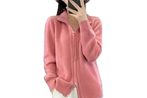 ALLOAONE Cardigan da Donna con Colletto alla Coreana in Lana con Cerniera, Maglione A Maniche Lunghe in Cashmere Lavorato A Maglia