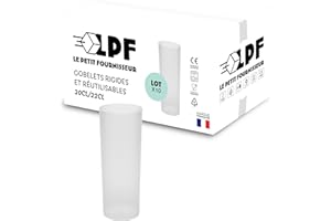 LPF LE PETIT FOURNISSEUR - Lot de 100 Gobelets réutilisables Tubo - 20cl(Usage) 25cl(Max) - Verre à eau, Verre cocktail long drink - Compatible lave-vaisselle - Couleur givrée