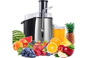 PureMate Centrifugal Juicer Machine, 1000W Powerful Juicer Extractor for Whole Fruit and Vegetable,2 Speed Settings, 75MM Large Feed Chute, Easy to Clean & BPA-Free