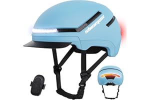 Shinmax Casco Bici Uomo e Donna con LED Indicatori di Direzione, USB Ricaricabile, Visiera Rimovibile, Casco Bicicletta per Ciclismo Urbano, Trekking, Commuting e Monopattino Elettrico