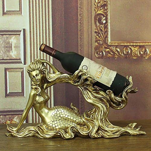 WENGKHF European-style home bar decoration living room ideas and practical ornaments Mermaid wine rack wine racks , champagne antique