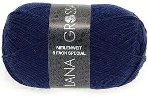 ‎LANA GROSSA LANA GROSSA Meilenweit 6-fach 150 | 6-fädiger Sockenklassiker, waschmaschinenfest | Handstrickgarn 80% Schurwolle & 20% Polyamid | 150g Wolle zum Stricken & Häkeln | 390m Garn