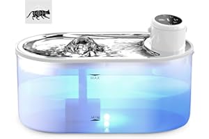 TOMXCUTE 3,0L Fontanella per Gatti con sensore di movimento, Fontana per gatti a batteria senza fili, Ricaricabile Batteria di grande capacità da 4000 mAh - Bianco, P9