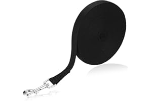 HMKESOTERIC Larga línea de entrenamiento para perros, 15 m de largo, negro, ajustable, resistente a la carga, correas de nailon para perros medianos y pequeños y grandes, entrenamiento y senderismo