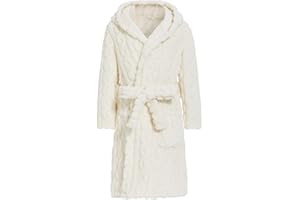 JiAmy Girls Dressing Gown Fleece Hooded Bathrobe Kids Warm Soft Bath Robe Fuzzy Towel Robes 4-14Years Kids