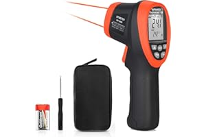 Infrared Thermometer DS 50:1 - BTMETER BT-1800 Digital Pyrometer Non Contact IR High Temperature Gun with Circle Laser, FDA, Flashlight, High/Low Temp Alarm for Kiln Forge Foundry Metal Steel Casting