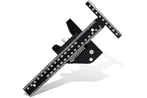 Akin Aluminium T Square Ruler, 230mm, Stainless Steel, Woodworking Scribing Ruler, Magnetic, Anodized