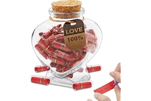 Hioph 50pcs Capsule Letter, Capsule Love Letter in Glass Bottle, Romantic Gift for Lovers for Anniversary, Valentine's Day, Christmas, Message in Bottle (Red)