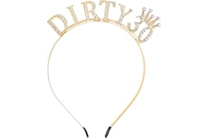 Thinp Dirty Thirty 30th Birthday Crown, Dirty Thirty 30th Birthday Headdress, 30th Birthday Headbands, 30th Birthday Tiara, Gold 30th Birthday Headband for Women Birthday Party Decoration Accessories
