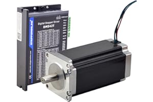 STEPPERONLINE 1 kit CNC con asse motore passo-passo 3,0Nm 4,2A 10mm Diametro dell'albero Nema 23 incluso driver DM542T 1.0-4.2A 20-50VDC per macchina per incisioni CNC, stampante 3D