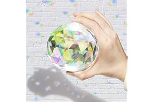 Hey_you Sfera di Cristallo di Vetro Trasparente Prisma di Cristallo Acchiappasole Sfera Sfaccettata Sfera di Sguardo Ornamento Prismi per Finestra, Acchiappasole (100mm)