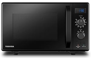 Toshiba MW2-AG23P (BK) Four à micro-ondes 900 W 23 L avec Fonction Grill 1050 W, 8 Menus Automatiques, Fonction ECO, Plateau Tournant avec Mémoire de Position, Noir