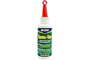 Beacon Gem-Tac Glue 59ml (GT2), Clear Adhesive for Fabric, Rhinestones, Glass, and More - Ideal glue for Embellishing Shoes, Gowns, Phones, and Accessories.