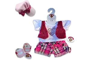 Build Your Bears Wardrobe Set di vestiti per orsacchiotto + cappello + stivali, per costruire un orso (rosa)