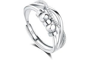 Deyanse Anxiety pierścionek ze srebra próby 925, dla kobiet, otwarty, regulowany, antystresowy, z cyrkonią, pierścionek antystresowy, antystresowy, antystresowy, antystresowy