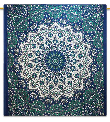 Handicrunch Wanddekor indische Mandala Tapisserie Picknickdecke Hippie Bohemian voller Größe Gobelins 92 "x 82"