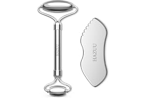HAZUU Rostfritt stål Gua Sha & ansiktsrullar – metallrulle för ögon och hals, anti-aging ansiktsmassageverktyg, Gua Sha ansik