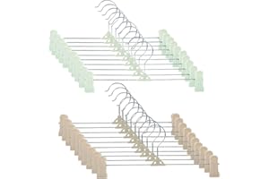 AIRFUL 20 Pezzi 27,5 cm Prevengono i Graffi Grucce in Metallo, 2 Colori ABS Appendini per Pantaloni Appendini per Pantaloni Pantaloncini Gonne Calzini Biancheria intima (Cachi + Verde)