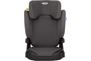 Graco Junior Maxi i-Size R129 rehausseur à dossier haut, env. 3,5-12 ans (100-150 cm), accoudoirs et appui-tête réglables en hauteur, léger, avec porte-boisson, gris, Iron