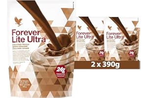 GENERIC Forever Lite Ultra x 2 Chocolate Shake with Aminotein x 375g | Gluten-Free | Vegetarian Friendly | 24g of Protein per Serving | Forever Living