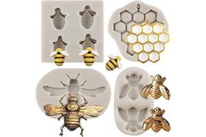 MYPRACS Moldes de silicona con forma de panal de abeja para decoración de pasteles, pasta de goma, decoración de cupcakes, caramelo, chocolate, arcilla polimérica, juego de 4