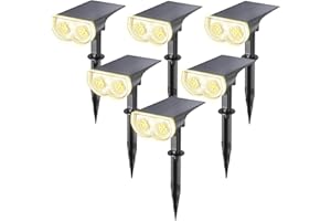 Linkind Lampe Solaire Extérieur 800lm, Spot Solaire 3000K Blanc Chaud, IP65 Étanche Lampes de Jardin, 22 LEDs, 3 Luminosité pour le Jardin, Cour, Allée, Lot de 6