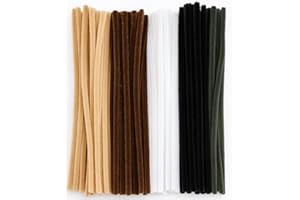 KIDS B CRAFTY Pipe Cleaners for Craft – 100 Long Chenille Stems in Black, Brown, White, Grey & Flesh | Flexible 30 cm × 6 mm Craft Wire for DIY, School & Decorations