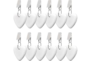 NAAPESI 12PCS Tablecloth Weights Hangers Set, Table Cover Weight Table Weights Heart Shape Tablecloth Pendant with Metal Clip Table Cloth Weights for Picnic Family Party Outdoor Garden (White)