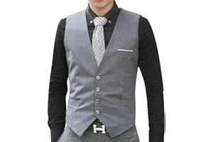 Raguso Kamizelki męskie, stylowa bawełniana klasyczna kamizelka garniturowa męska bez rękawów kamizelka z jednorzędową do spawania do pracy