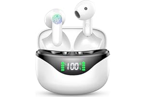 RENIMER Cuffie Bluetooth, Auricolari Bluetooth 5.3 con 3D HiFi Stereo, Cuffie Wireless 4 ENC Mics, 36 Ore Cuffiette Bluetooth Display LED, Mini Cuffie Senza Fili in Ear IP7 Impermeabile/USB-C/3g Ultra Leggero