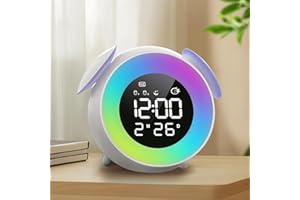 SOLVIEW Wecker Kinder, Schlaftrainer Kinder mit 15 Farbe Lichtwecker, Snooze, Duale Alarm, Sonnenaufgangssimulator, Wochentag/Wochenendmodus, Digital Kinderwecker für Jungen und Mädchen