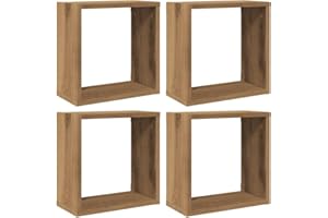 vidaXL Étagères Cube murales 4 pcs chêne Artisanal Bois d'ingénierie, Stockage en Forme de Cube, Organisateur en Forme de Cube, étagère Flottante