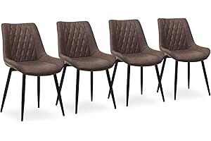 CLIPOP Dining Chairs Set of 4 Faux Leather Kitchen Counter Chairs with Backrests and Sturdy Metal Legs