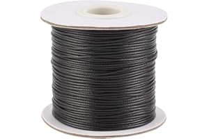 PH PANDAHALL Pandahall Cordon tressé en polyester ciré, Noir - 1 mm., 1mm