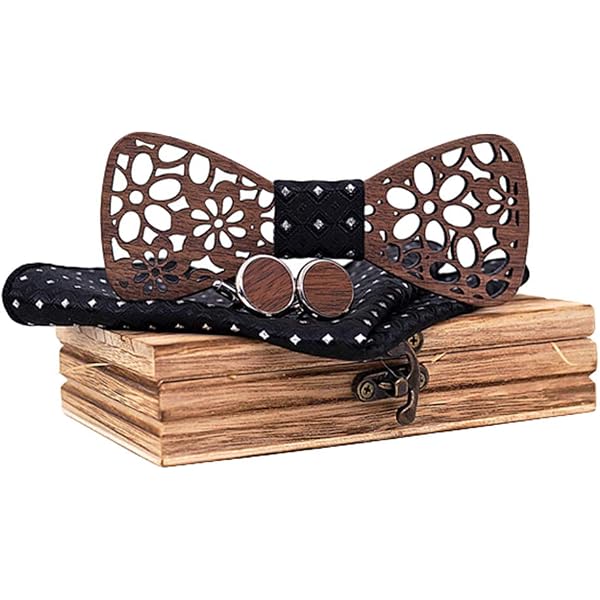 SetProducts Effet Garanti Coffret Noeud Papillon Bois Sculpté avec