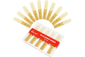 Sovvid Lot de 10 anches de clarinette si bémol avec boîte en plastique, force 2.5 pour clarinette, anches traditionnelles pour clarinette, saxophone débutant et joueur
