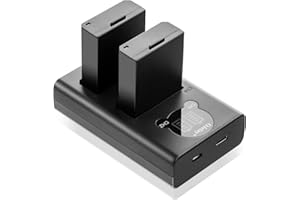 OJelay LP-E10 Lot de 2 batteries de rechange 1020 mAh avec double batterie chargeur d'affichage LED intelligent compatible avec Canon EOS 1100D, 1200D, 1300D, Kiss X50, X70, Rebel T3, T5, T6