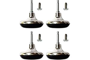 Just Accessories Pack of 6 Chrome Feet Bed Legs Glides Castor & Insert for Divan Base Settee Sofa Chairs Wheels, Mushroom Shaped Legs for Beds, Furniture Legs