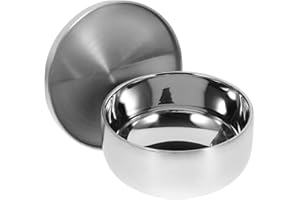DECHOUS Edelstahl Men Rasierseifenschale with Lid Useful Shaving Cream Soap Bowl Practical Mühle Rasierschale for Home Bathroom (Silver)