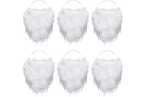 BOAO 6 Piezas de Divertida Barba de Santa Barba Falsa Blanca Disfraz Navideño de Barba de Papá Noel para Adolescentes Adultos Accesorios de Disfraz de Papá Noel en Navidad