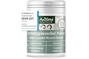 AniForte Polvo de mejillón de Labios Verdes para Perros y Gatos 100g - Polvo Natural de mejillones de Labios Verdes de Calidad Grasa, glicosaminoglicanos 3.3%, apoya Las articulaciones