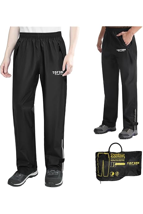 Pantalon De Pluie Imperméable Tofern 5000mm - Homme/Femme Pour Randonnée, Vélo, Moto - Léger Et Pliable