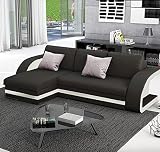 Muebles Bonitos - Sofá cama Hilda con chaise longue universal negro con blanco