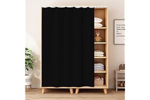 SK Studio Cabinet Curtains for Shelves, Privacy Closet Curtain Dust-Proof Window Shades for Kitchen Storage Room, No Tools No Drill Black, 39" W x 71" H