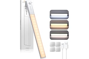 Maxetodo Luce Armadio LED con Sensore di Movimento Luci Notturna 64 LED da 38cm, 3 Modalità Lampada, Lampada Guardaroba 3000 mAh con USB Ricaricabile, Luce LED Magnetica per Cucina, Scale, Corridoio