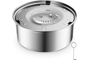 Zhufas Bebedero Perro Acero Inoxidable 3L, Grande Cuenco Lenta para Mascotas Antideslizante, Comedero Perro, Cuenco de Agua Flotante para Mediano a Grande, Sin Derrames a Prueba de Polv